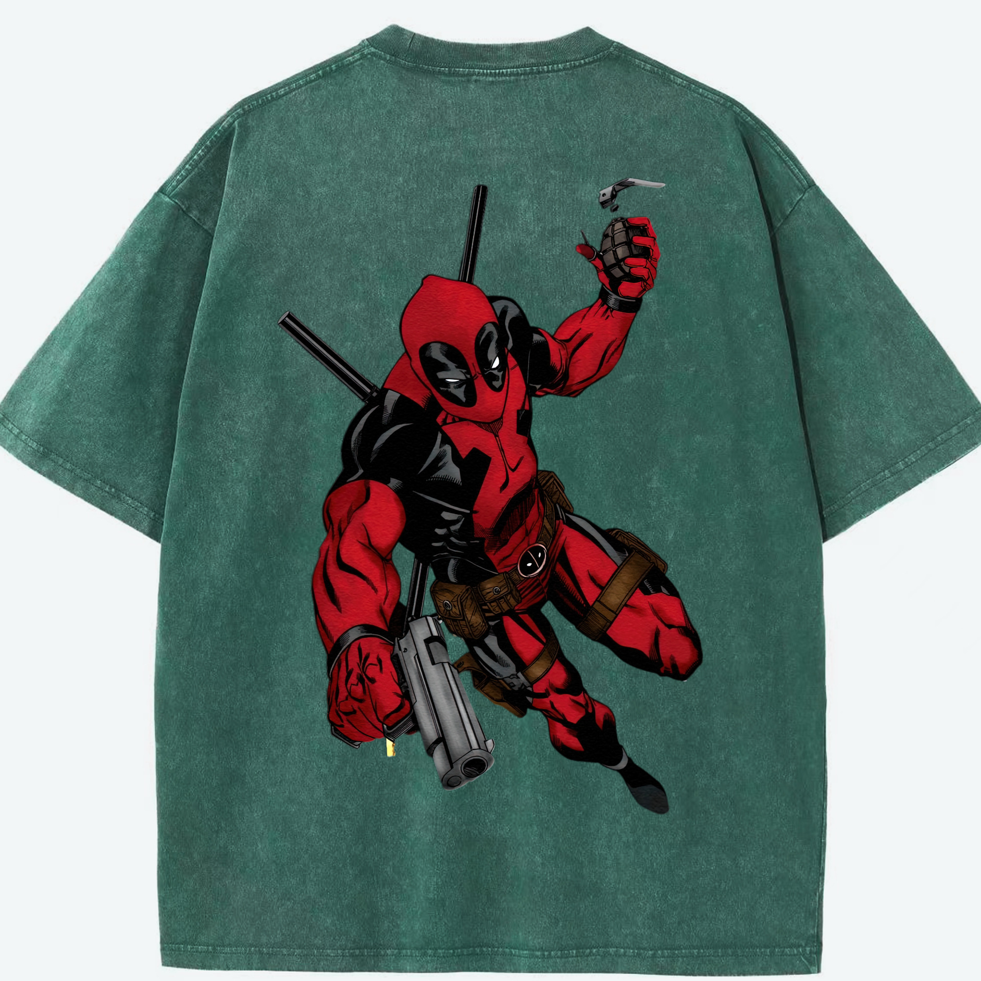 （画像用） Deadpool デッドプール 綿100% ヴィンテージ風 半袖Tシャツ（背面プリント）